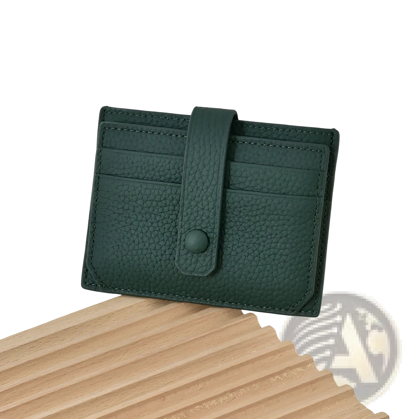 Ultra Thin Minimalist Textured Leather Card Holder with Strap
