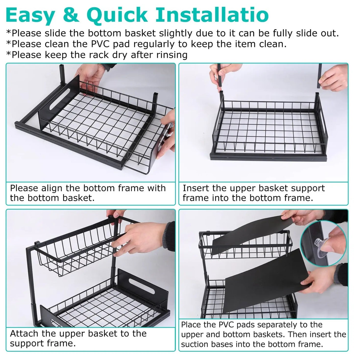 Under Sink Organizer 2 Tier Pull out Storage Shelf