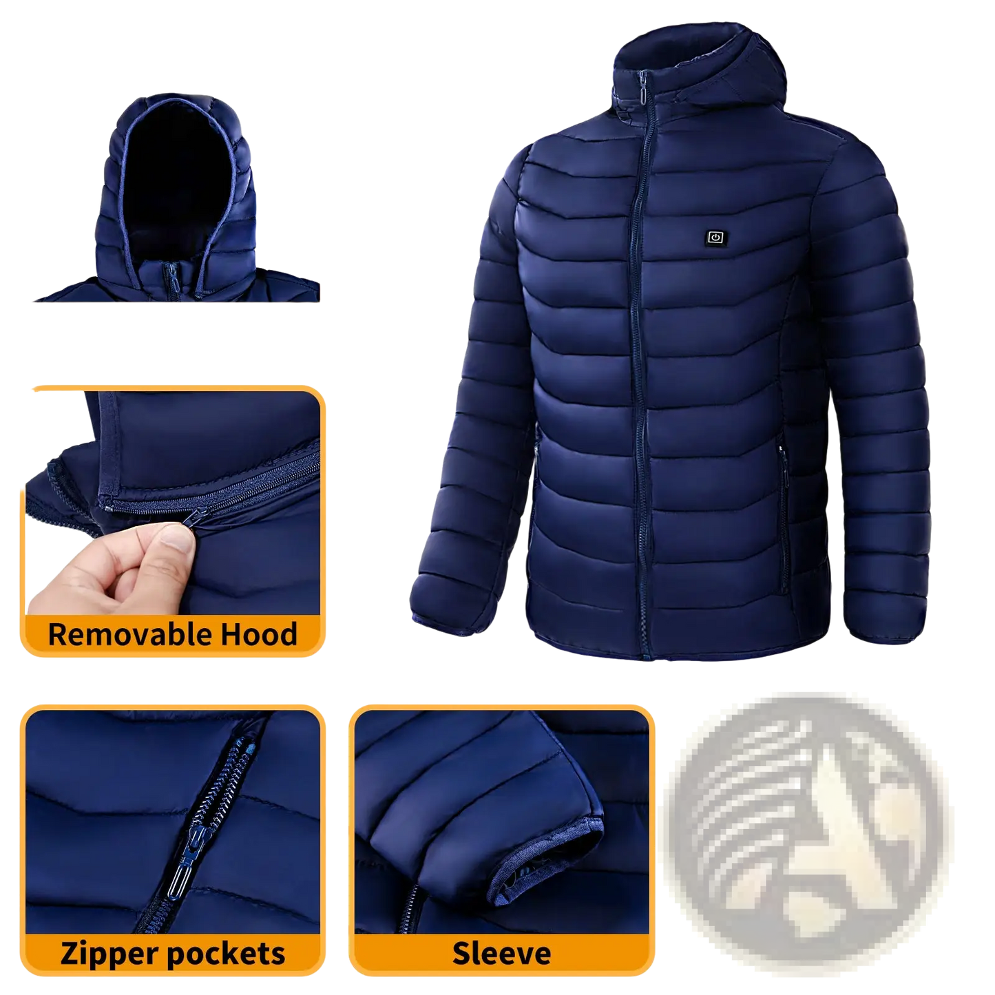 Unisex 9 Zone Electric Heated Hooded Puffer Jacket