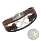 Unisex Braided Leather Infinity and Nautical Charm Bracelet