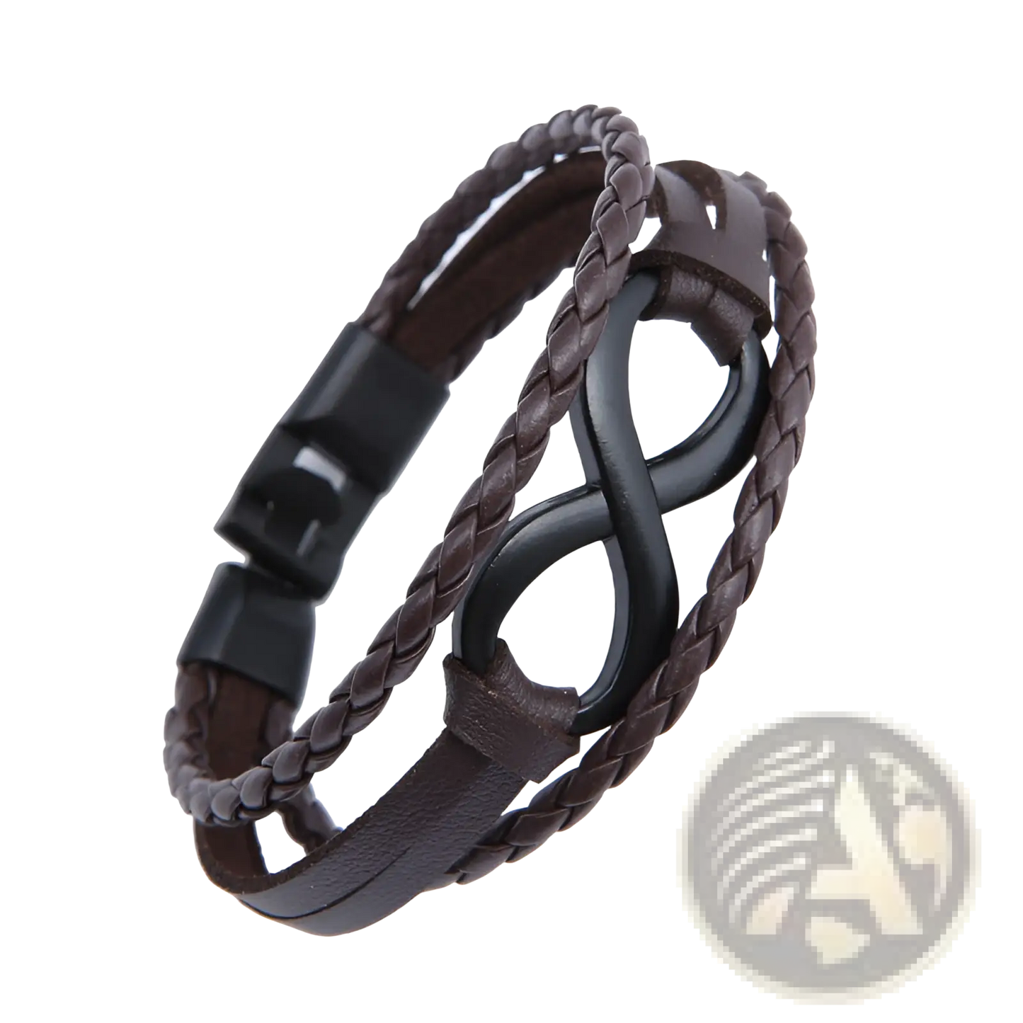 Unisex Braided Leather Infinity and Nautical Charm Bracelet