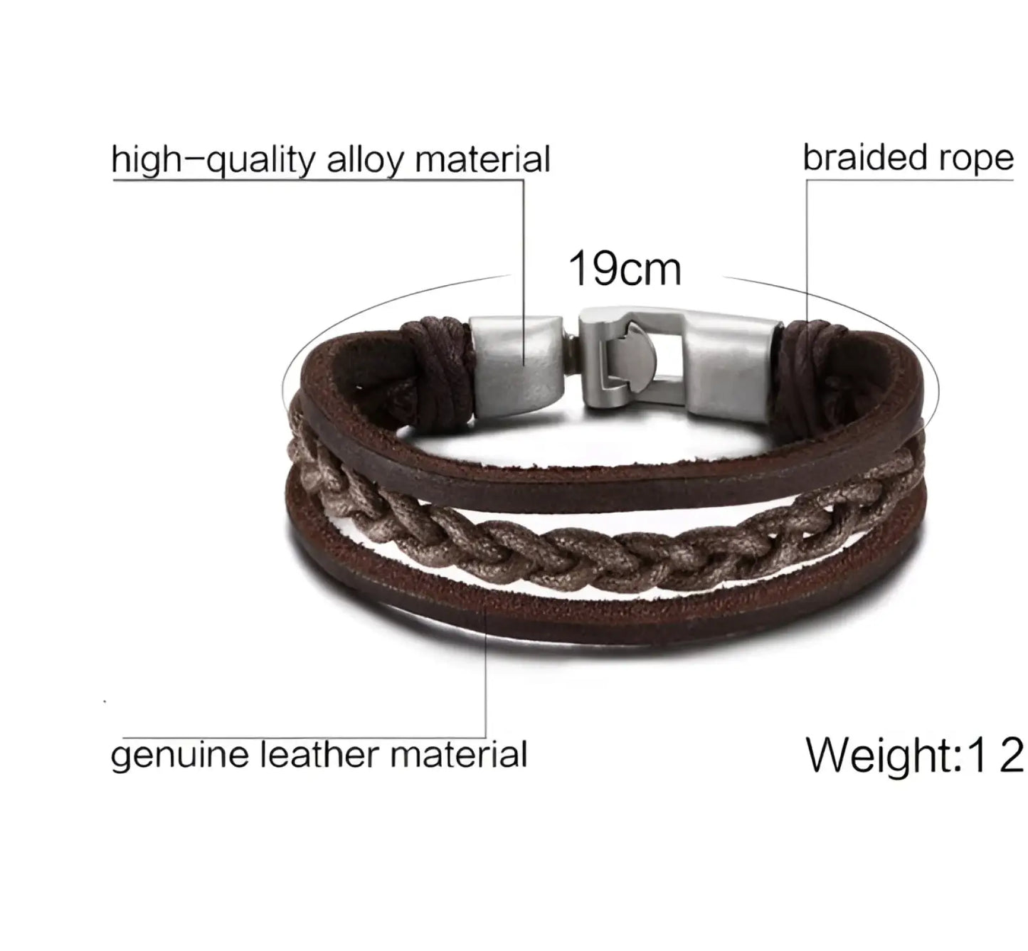 Unisex Braided Leather Infinity and Nautical Charm Bracelet