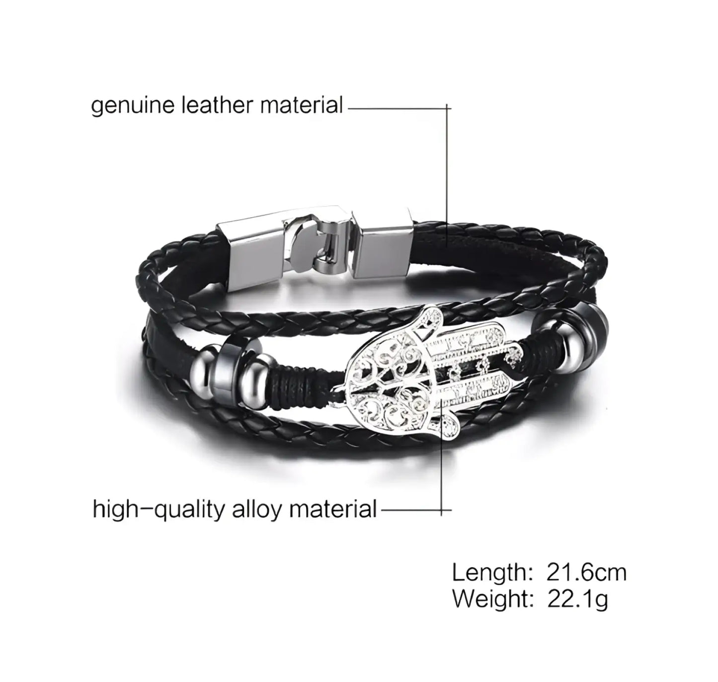 Unisex Braided Leather Infinity and Nautical Charm Bracelet