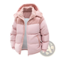 Unisex Corduroy Patchwork Detachable Hood Puffer Jacket