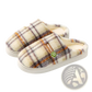 Unisex Plaid Fleece Lined Non Slip Indoor Slippers