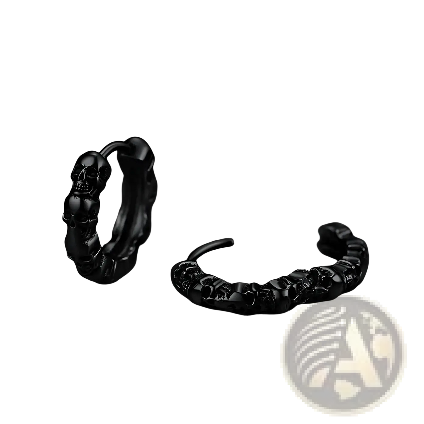 Unisex Vintage Textured Skull Hoop Earrings