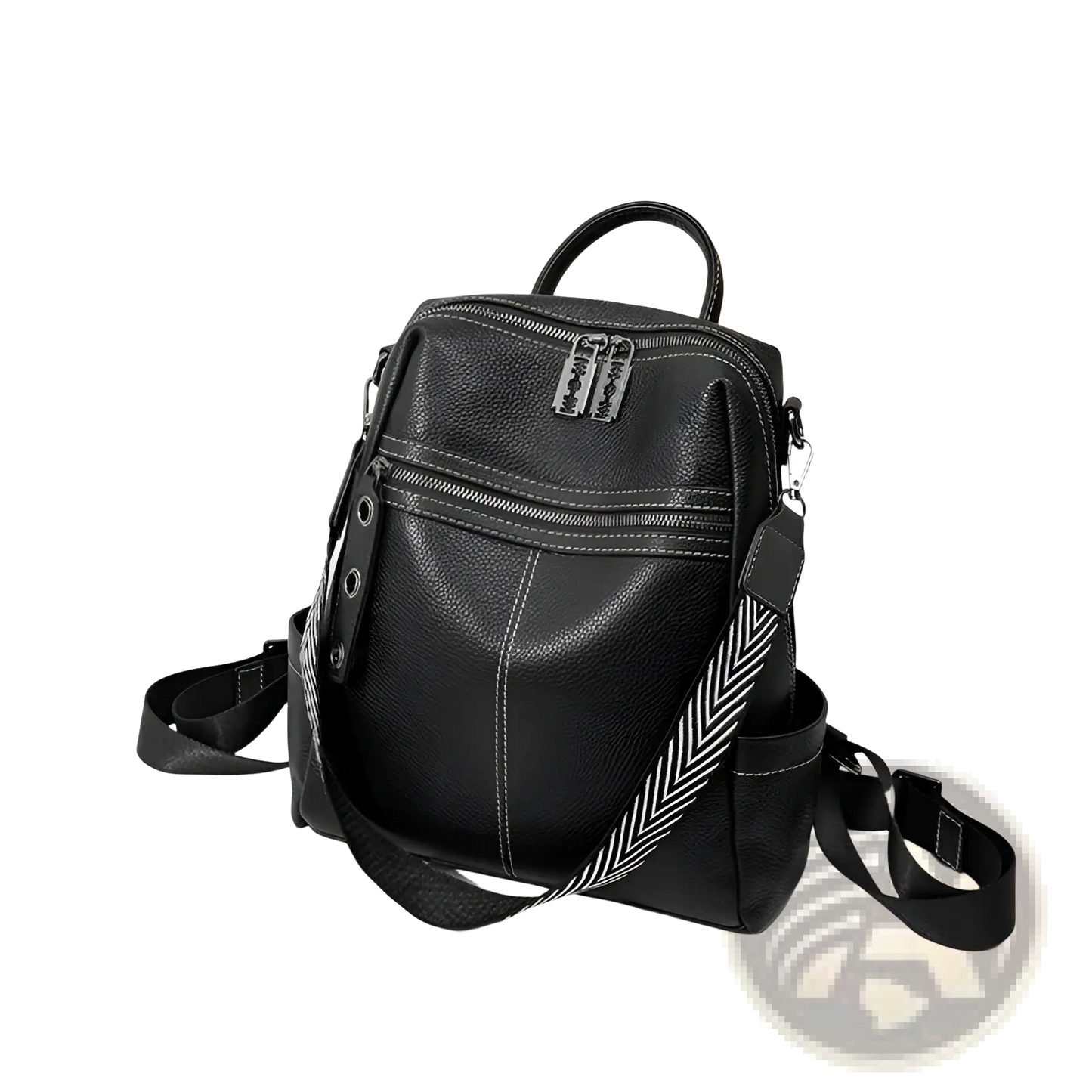 Urban Faux Leather Backpack with Herringbone Strap