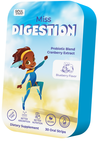 Soul Strips Kids Miss Digestion Vegan Sugar Free Blueberry Flavor 30 Strips