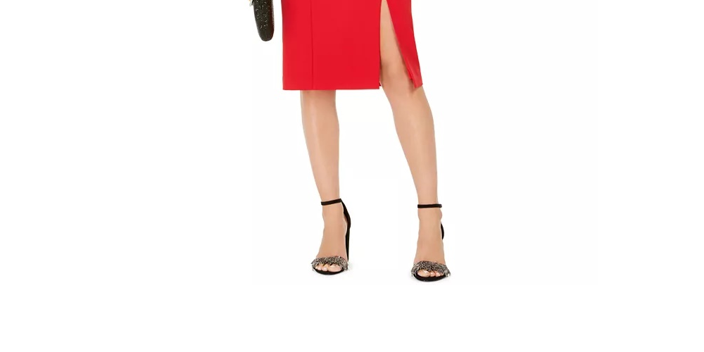 Taylor Women's Dresses Paillette Neck Sheath Dress Red Size 12Av/Md/Rg