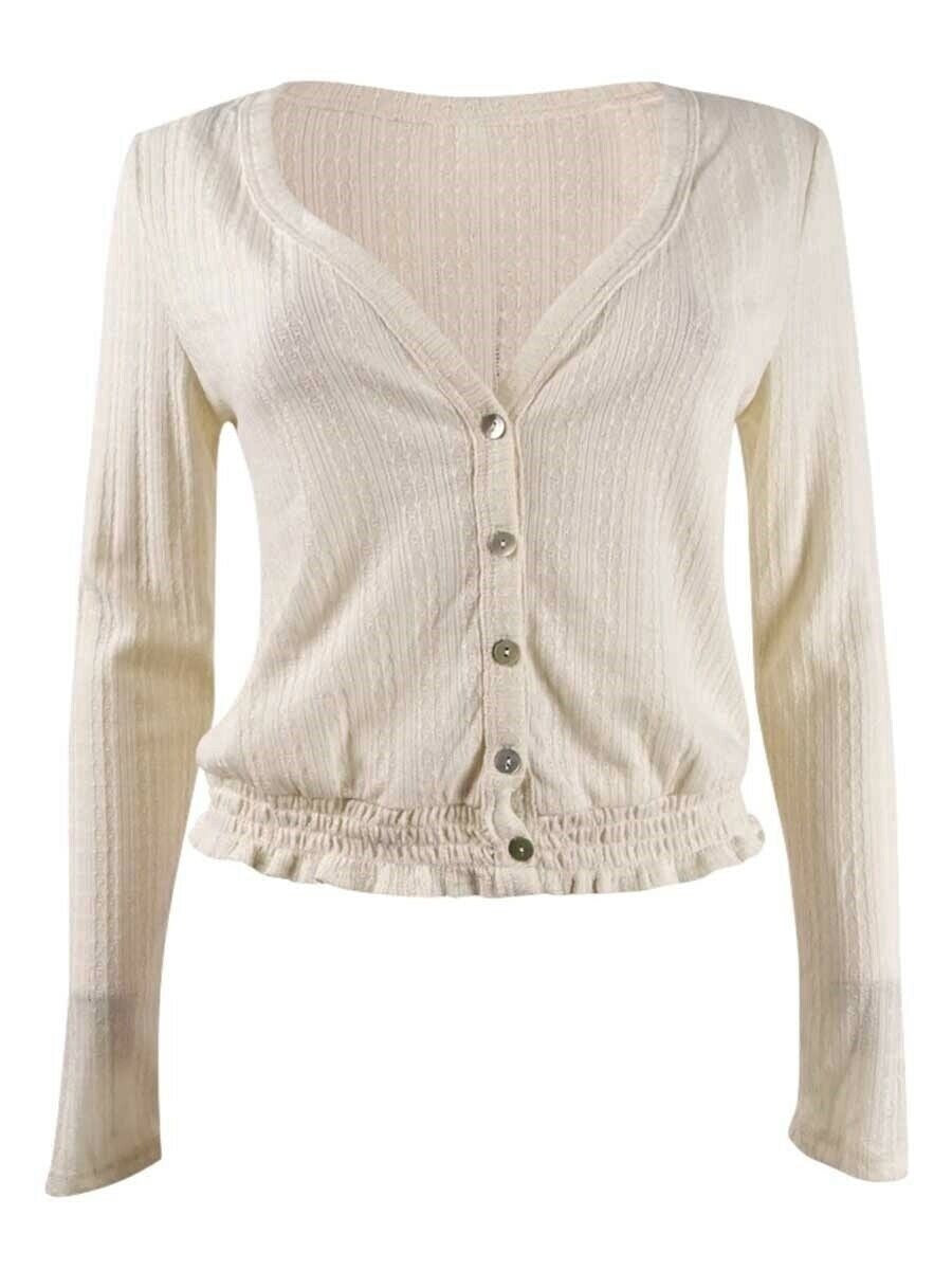 Self Esteem Junior's V Neck Pointelle Top White Size Medium