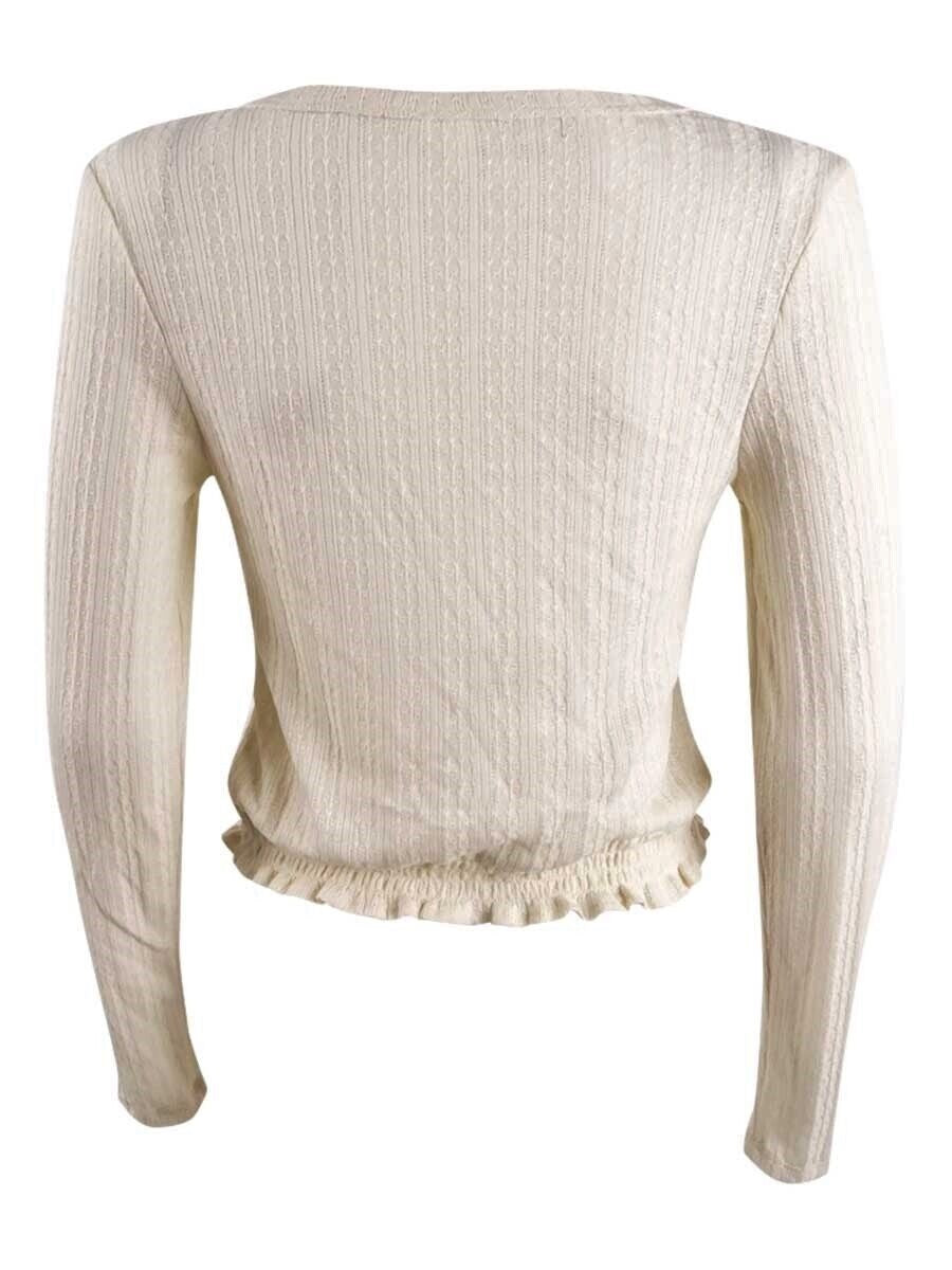 Self Esteem Junior's V Neck Pointelle Top White Size Medium