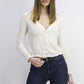 Self Esteem Junior's V Neck Pointelle Top White Size Medium
