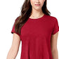 Style & Co Women's Handkerchief-Hem T-Shirt Wine Size Medium