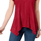 Style & Co Women's Handkerchief-Hem T-Shirt Wine Size Medium