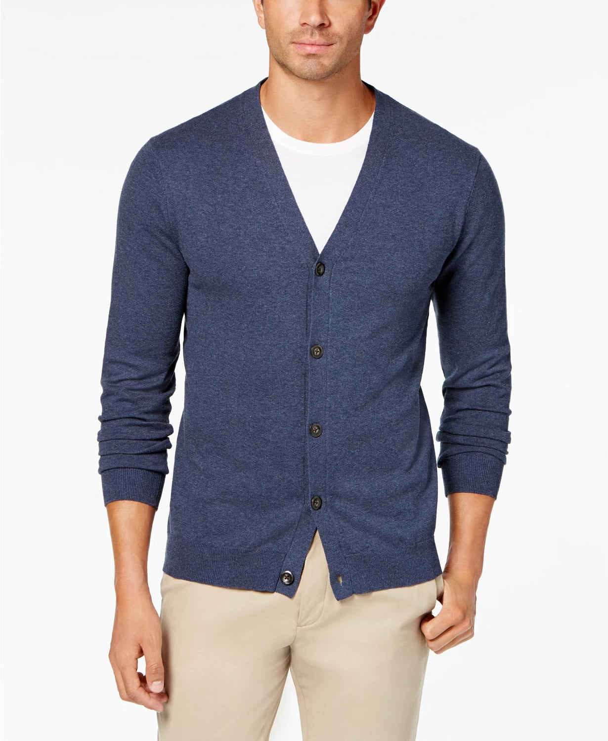 Club Room Men's Knit V-Neck Cardigan Blue Size Medium