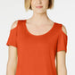 JM Women's Collection Cold-Shoulder Swing T-Shirt Orange Size XX Large