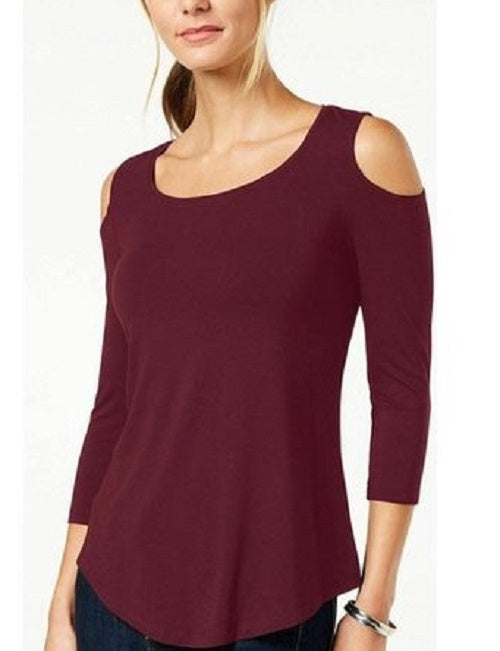 JM Collection Women's Cold-Shoulder Top Red Size X-Large