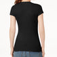 INC International Concepts Women's Ribbed V Neck Top Black Size Petite Medium