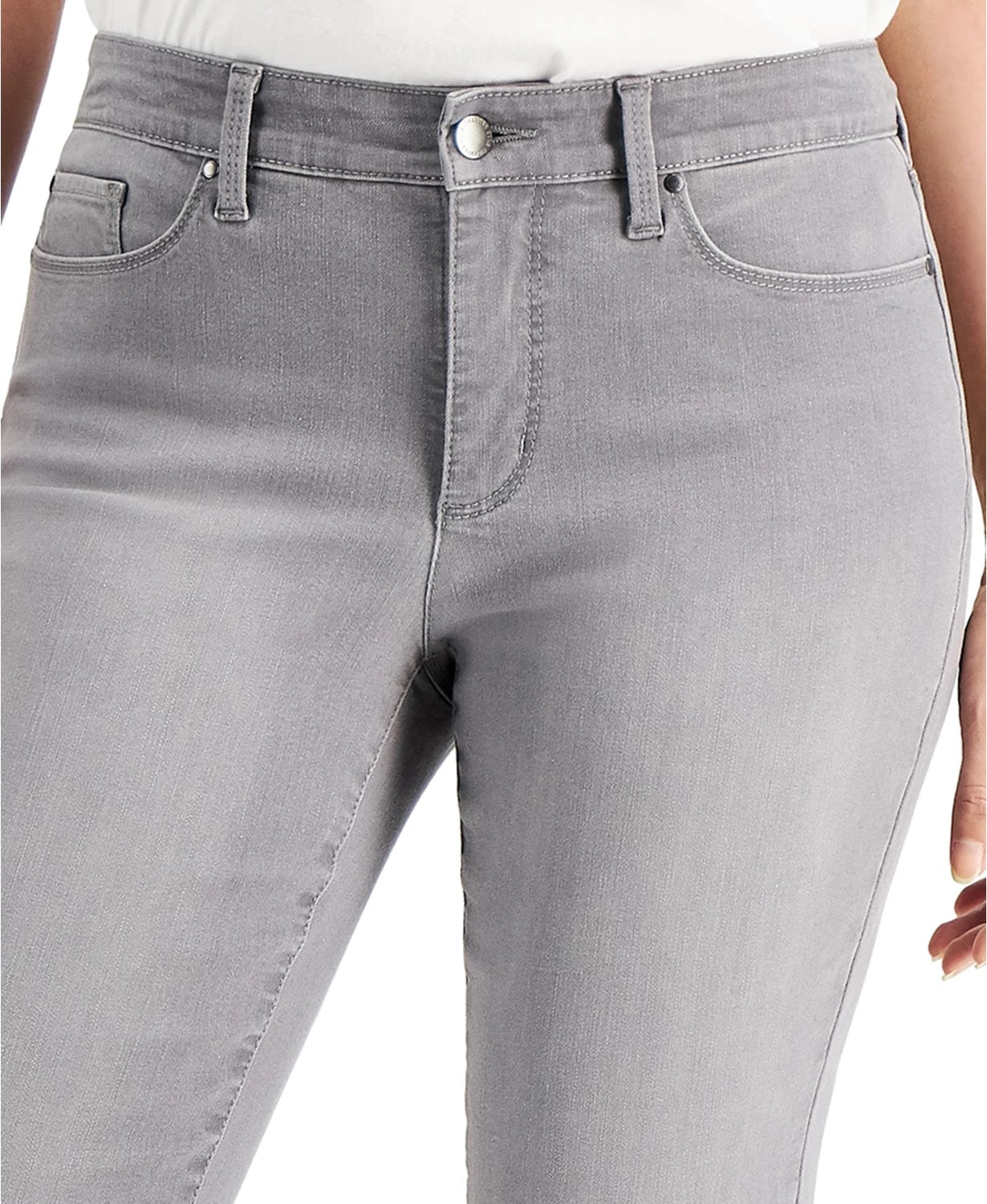 Charter Club Women's Lexington Tummy Control Straight Leg Jeans Grey Size 4
