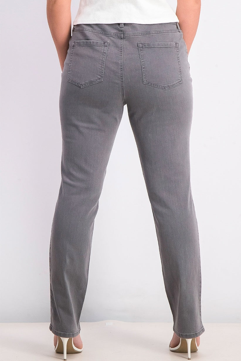 Charter Club Women's Lexington Tummy Control Straight Leg Jeans Grey Size 4