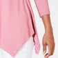 JM Women's Collection V-Neck Handkerchief-Hem Top Pink Size Extra Small