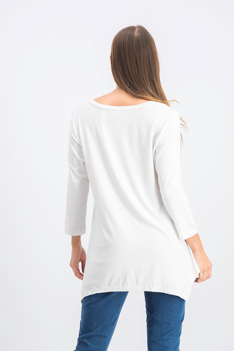 JM Women's Collection V-Neck Handkerchief-Hem Top White Size Extra Small