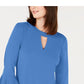 Charter Club Women's Bell-Sleeve Keyhole Top  Blue Size XX Large