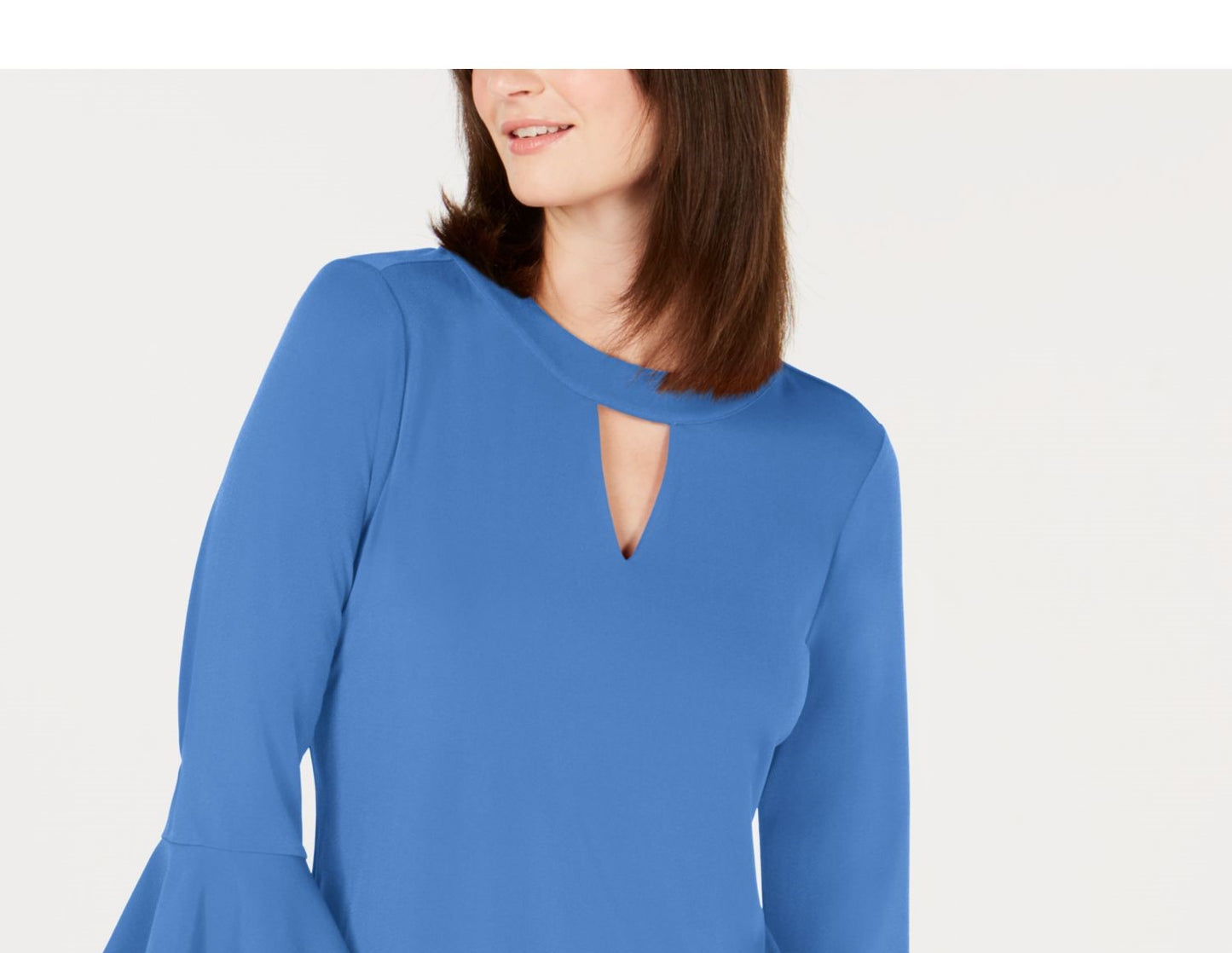 Charter Club Women's Bell-Sleeve Keyhole Top  Blue Size XX Large