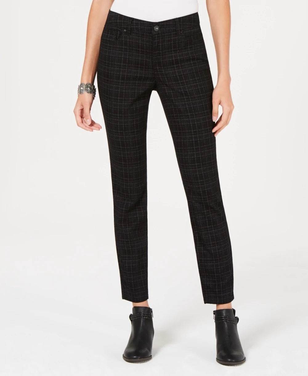 Style & Co Women's Curvy Fit Skinny Printed Jeans Black Size 16