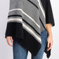 Charter Club Women's Cashmere Chevron Striped Poncho Black Size Regular
