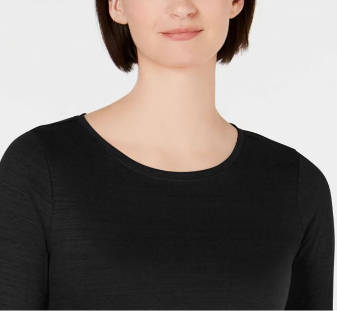 Charter Club Women's Cotton Lace Trim Top Black Size X-Large