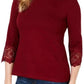 Charter Club Women's Cotton Lace-Trim Top Wine Size Large