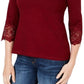 Charter Club Women's Cotton Lace-Trim Top Wine Size Large