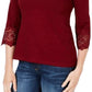 Charter Club Women's Cotton Lace-Trim Top Wine Size Small