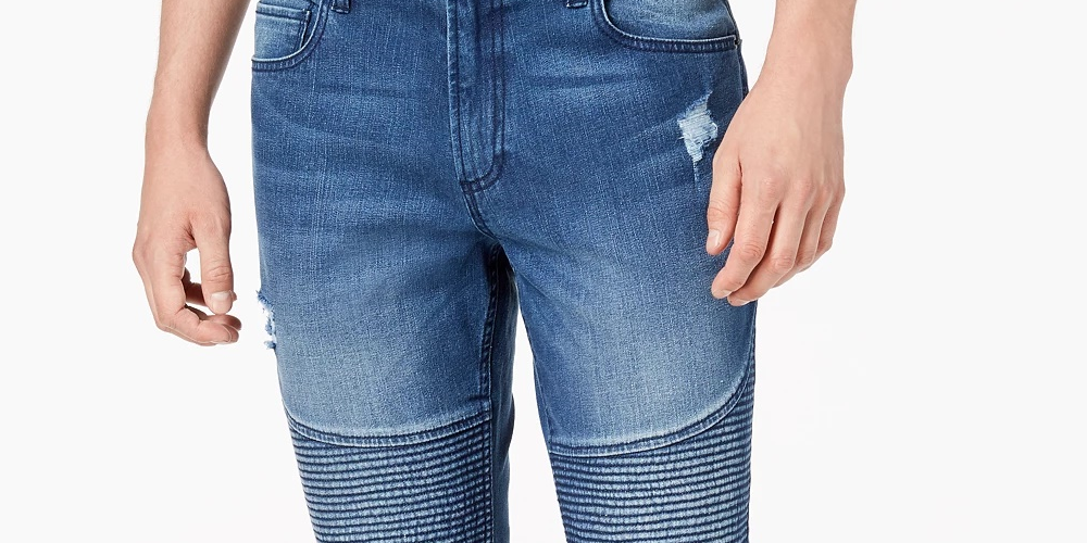 American Rag Men's Slim Fit Moto Jeans Blue Size 36X34