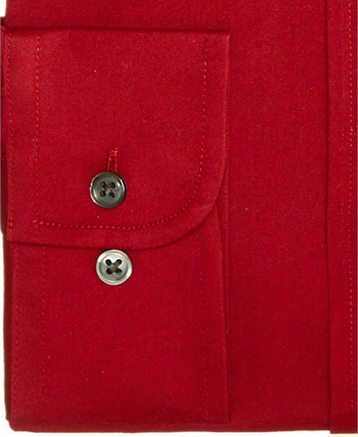 Club Room Men's Classic/Regular Fit Stretch Wrinkle-Resistant Solid Pinpoint Dress Shirt Red Size 18.5X34-35