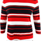 Charter Club Women's Pima Cotton Button-Shoulder Stripe Top Red Multi Size Small