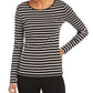 Charter Club Women's Metallic Stripe Top Black Size Medium