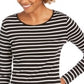 Charter Club Women's Metallic Stripe Top Black Size Medium