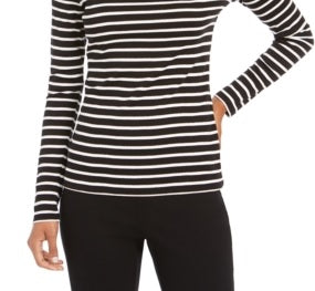 Charter Club Women's Metallic Stripe Top Black Size Medium