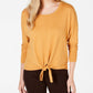 Style & Co Women's Tie-Front Sweater Orange Size Medium