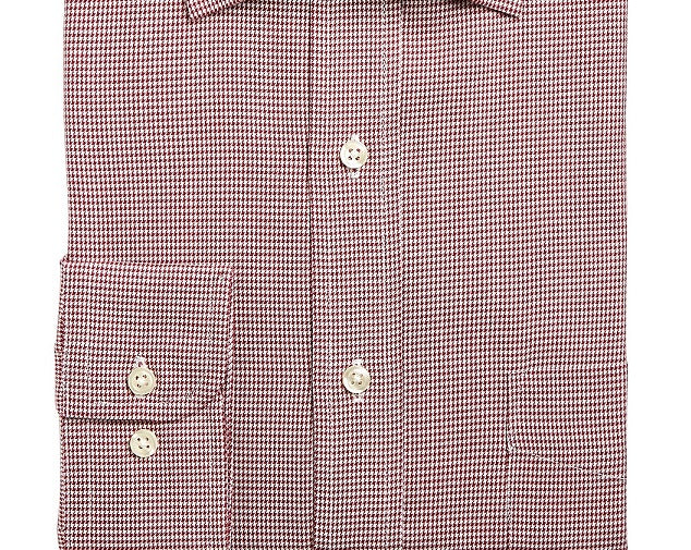 Club Room Men's Regular/Classic Fit Stretch Twill Puppytooth Dress Shirt Red Size 36X37