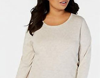 Style & Co Women's Long-Sleeve Crewneck Top Brown Size Medium