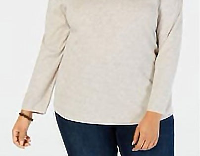 Style & Co Women's Long-Sleeve Crewneck Top Brown Size Medium