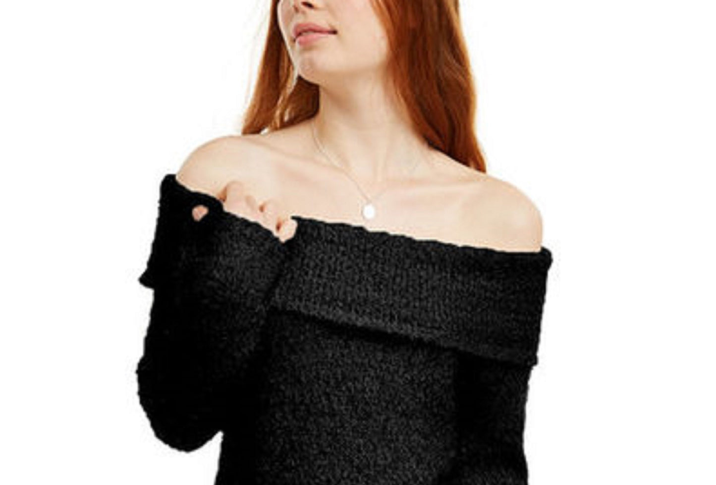INC Women's Chenille Cowl-Neck Sweater Black Size Small