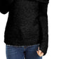 INC Women's Chenille Cowl-Neck Sweater Black Size Small