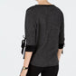 Charter Club Women's Cotton Velvet-Trim Lace-Up Top Black Size Large