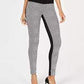 INC International Concepts Women's Petite Houndstooth Front Ponte Back Leggings Black Size 0P
