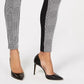 INC International Concepts Women's Petite Houndstooth Front Ponte Back Leggings Black Size 0P