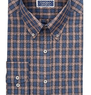 Club Room Men's Classic/Regular Fit Stretch Blackwatch Tartan Dress Shirt Blue Size 36-37